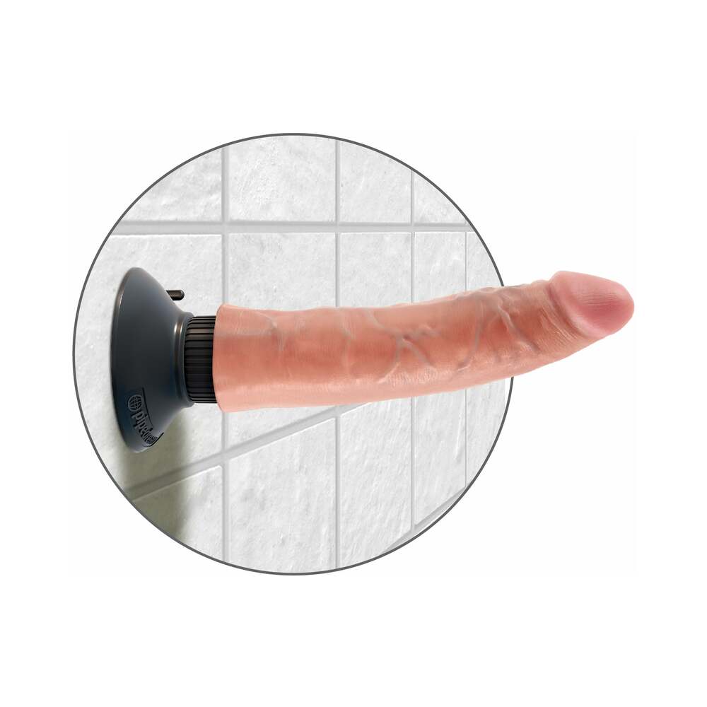 King Cock 7 in. Vibrating Cock Poseable Dildo With Suction Cup Beige - Fantasies Boutique