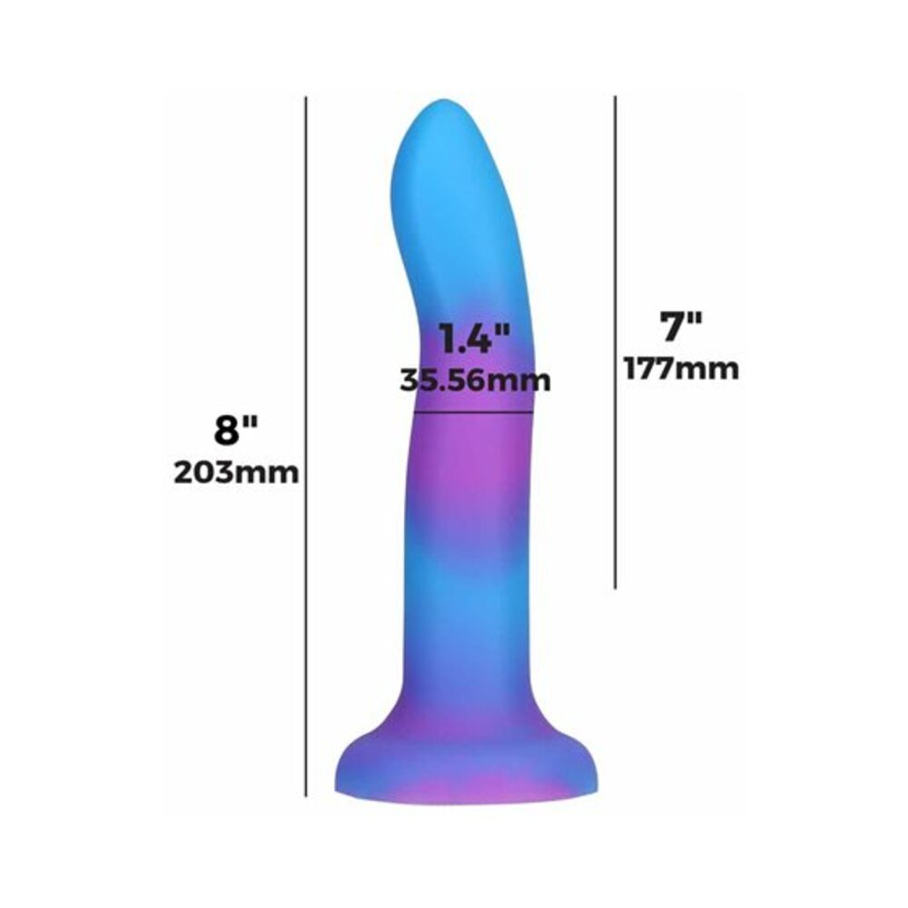 Addiction Rave Bendable 8 in. Silicone Dildo Glow in the Dark Blue Purple - Fantasies Boutique