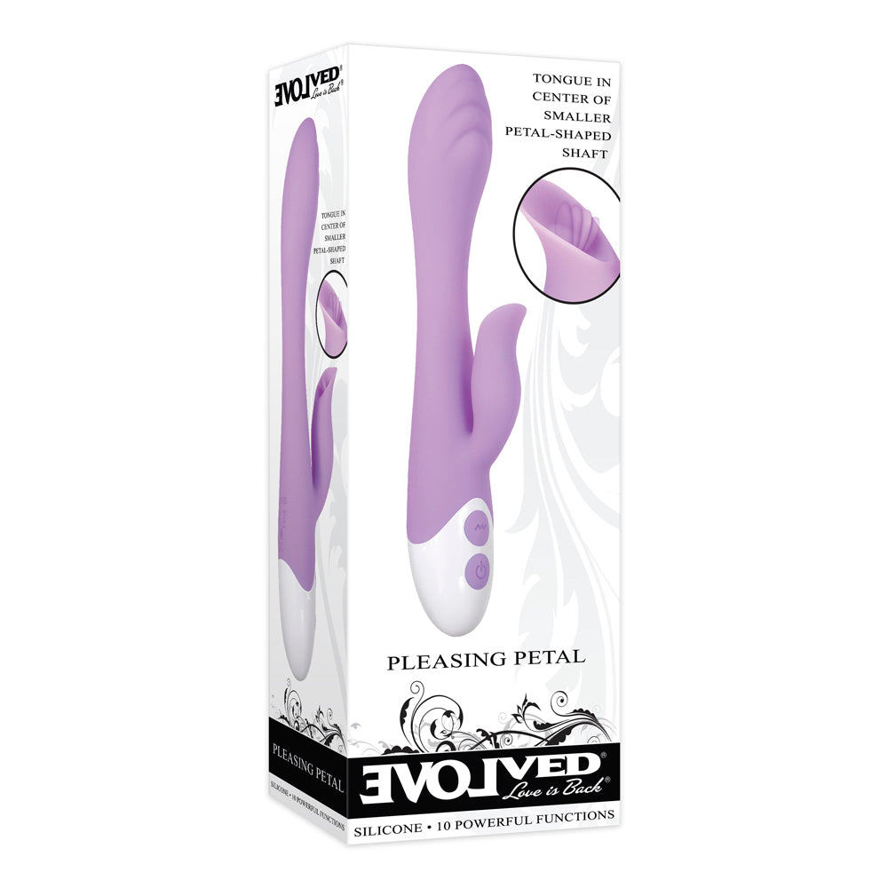 Evolved Pleasing Petal Rechargeable Silicone Flicking Dual Stimulator Light Purple - Fantasies Boutique