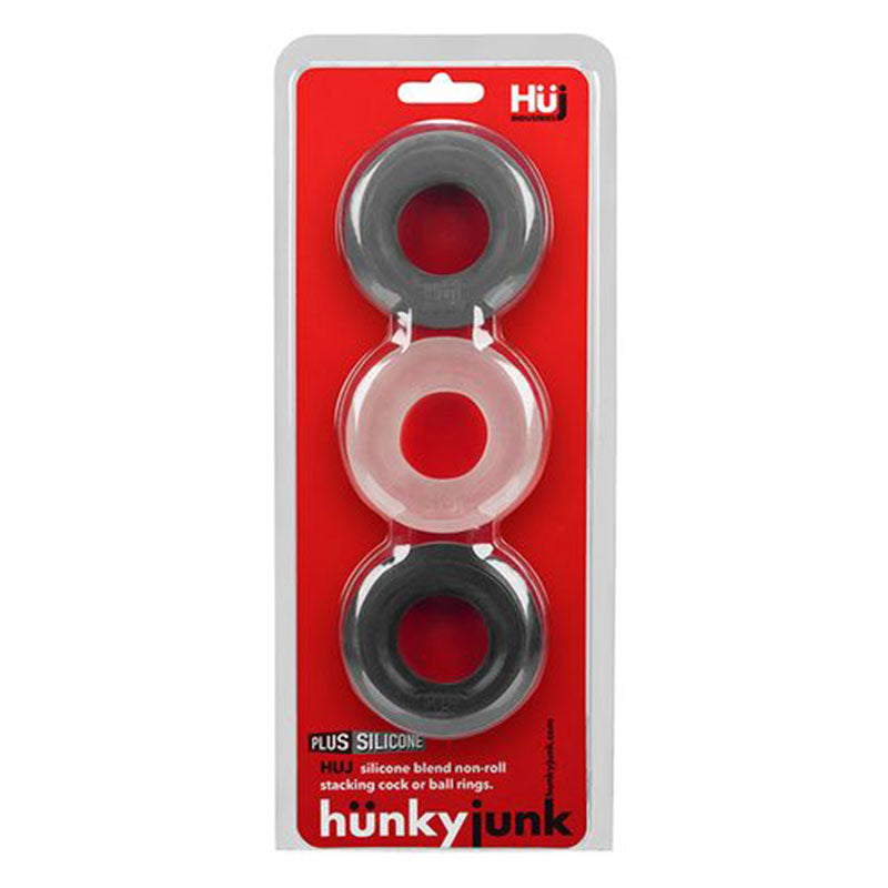 Hunkyjunk HUJ3 3-pack c-ring, tar multi - Fantasies Boutique