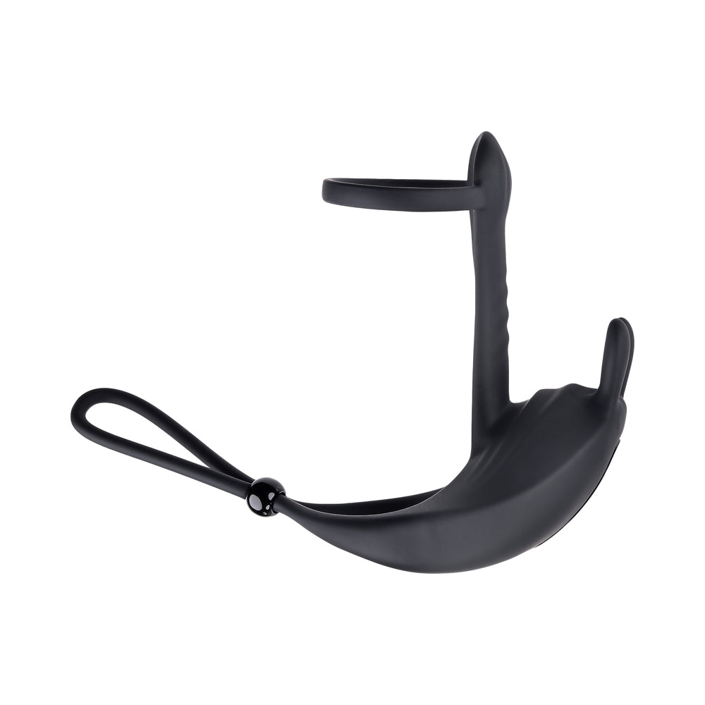 Zero Tolerance Saddle Up Rechargeable Vibrating C-Ring & Girth Enhancer Silicone Black - Fantasies Boutique