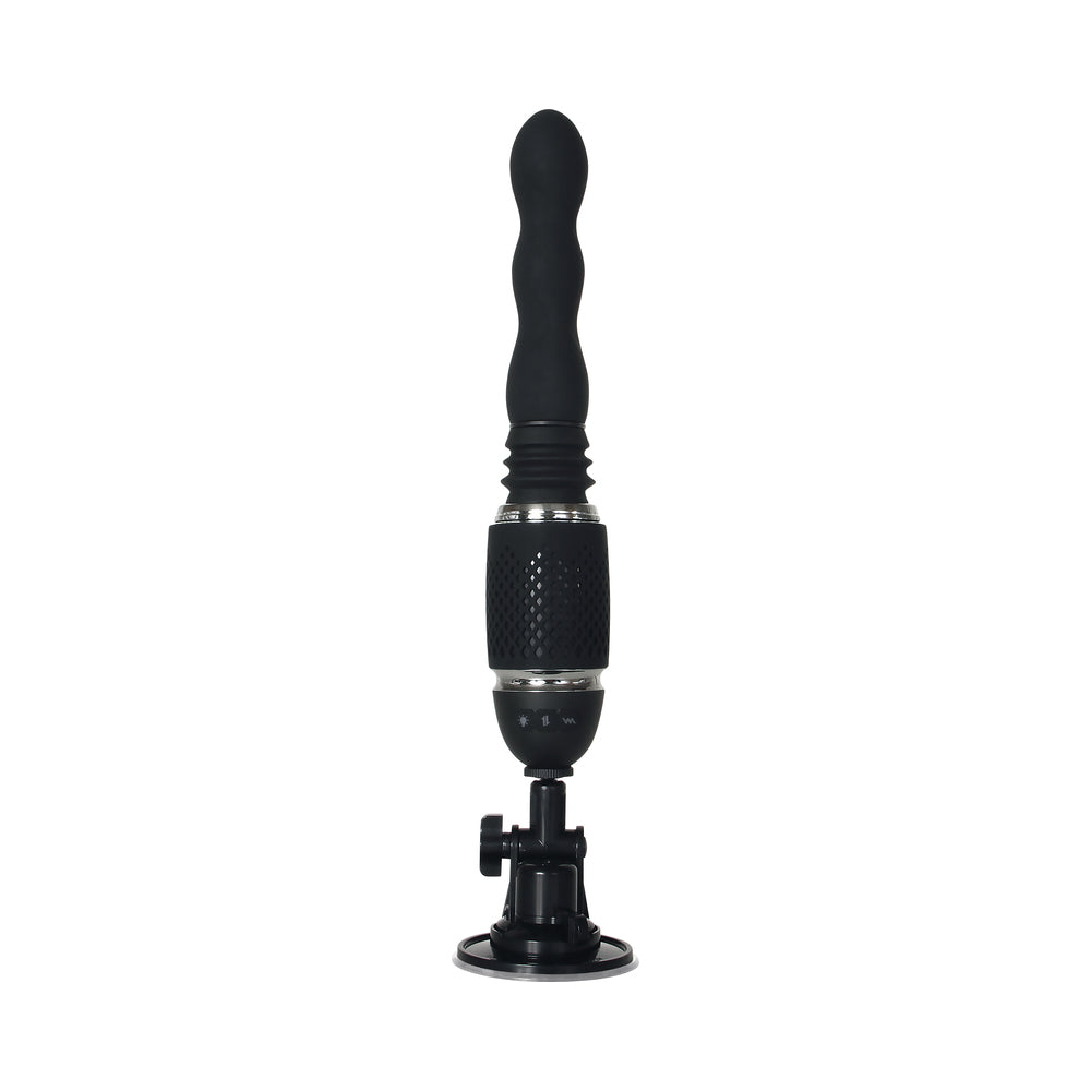 Evolved Thrust & Go Thrusting Vibrator With 2 Shafts and Suction Cup Base Black - Fantasies Boutique
