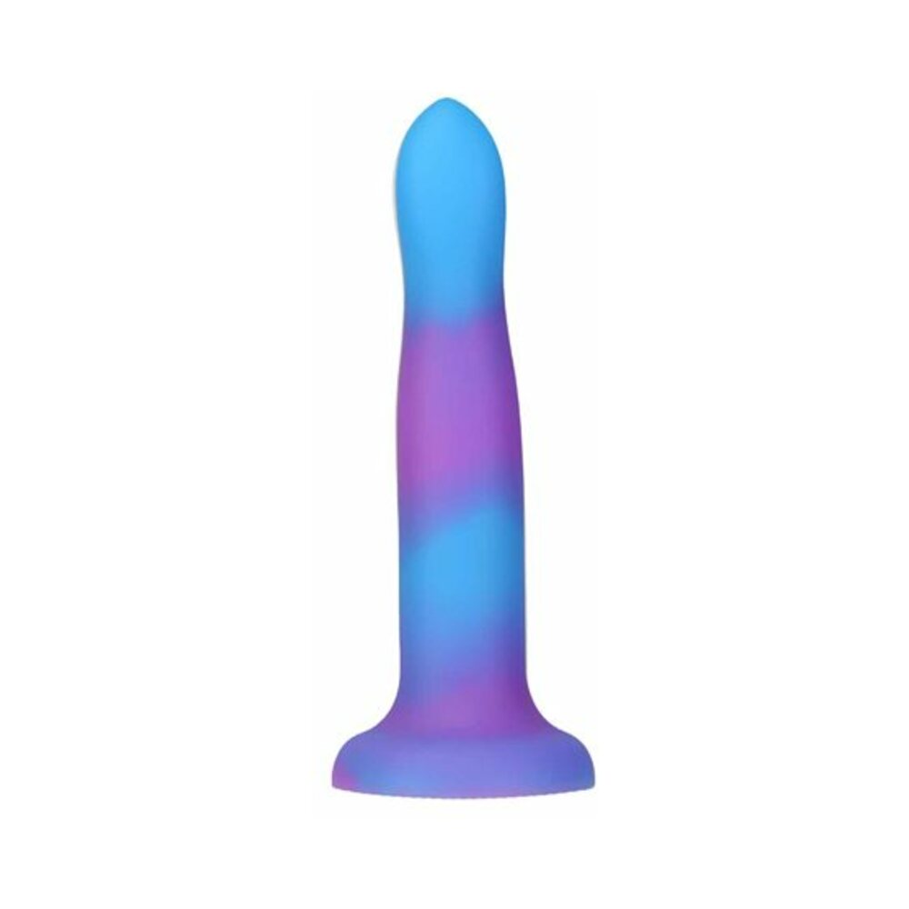 Addiction Rave Bendable 8 in. Silicone Dildo Glow in the Dark Blue Purple - Fantasies Boutique