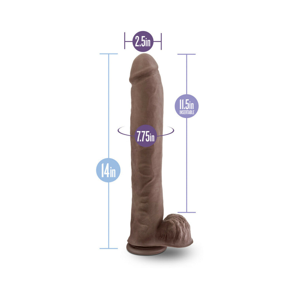 Au Naturel Daddy 14 in. Posable Dual Density Dildo with Balls Brown - Fantasies Boutique