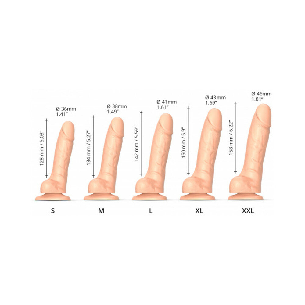Strap-On-Me Realistic Collection Sliding Skin Dual-Density Silicone Dildo Vanilla M - Fantasies Boutique