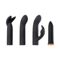 Evolved Four Play Rechargeable Silicone Bullet Vibrator and 3-Piece Sleeve Set Black - Fantasies Boutique