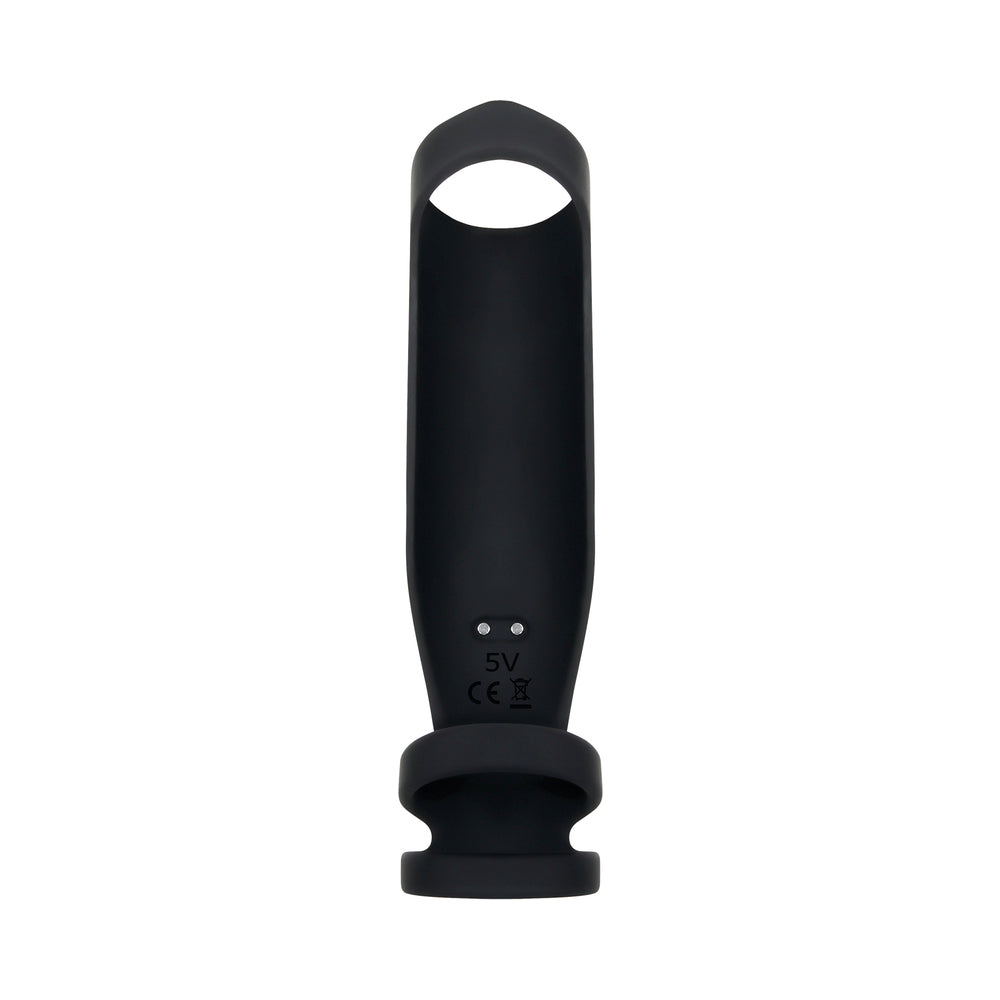 Gender X Rocketeer Rechargeable Triple-Ring Vibrating Silicone Penis Sheath Black - Fantasies Boutique