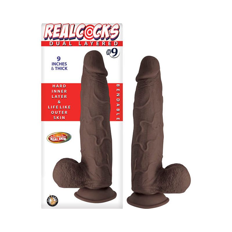 Realcocks Dual Layered #9 9In Dark Brown - Fantasies Boutique