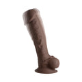 Curve Toys FLESHSTIXXX Rechargeable 8 in. Posable Vibrating Dildo with Balls & Suction Cup Brown - Fantasies Boutique