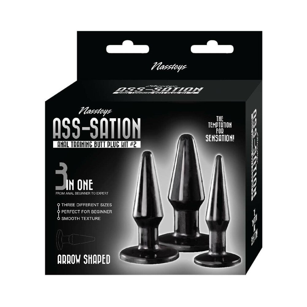 Ass-Sation Anal Training Butt Plug Kit #2 Black - Fantasies Boutique