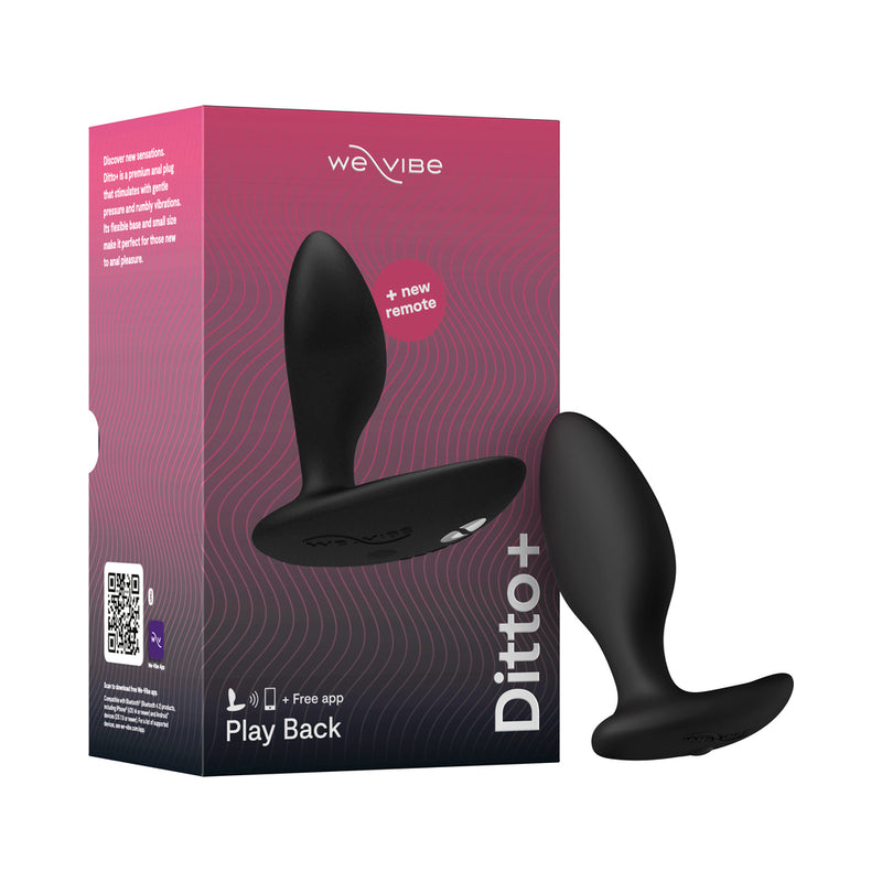 We-Vibe Ditto+ Rechargeable Remote-Controlled Silicone Vibrating Anal Plug Satin Black - Fantasies Boutique