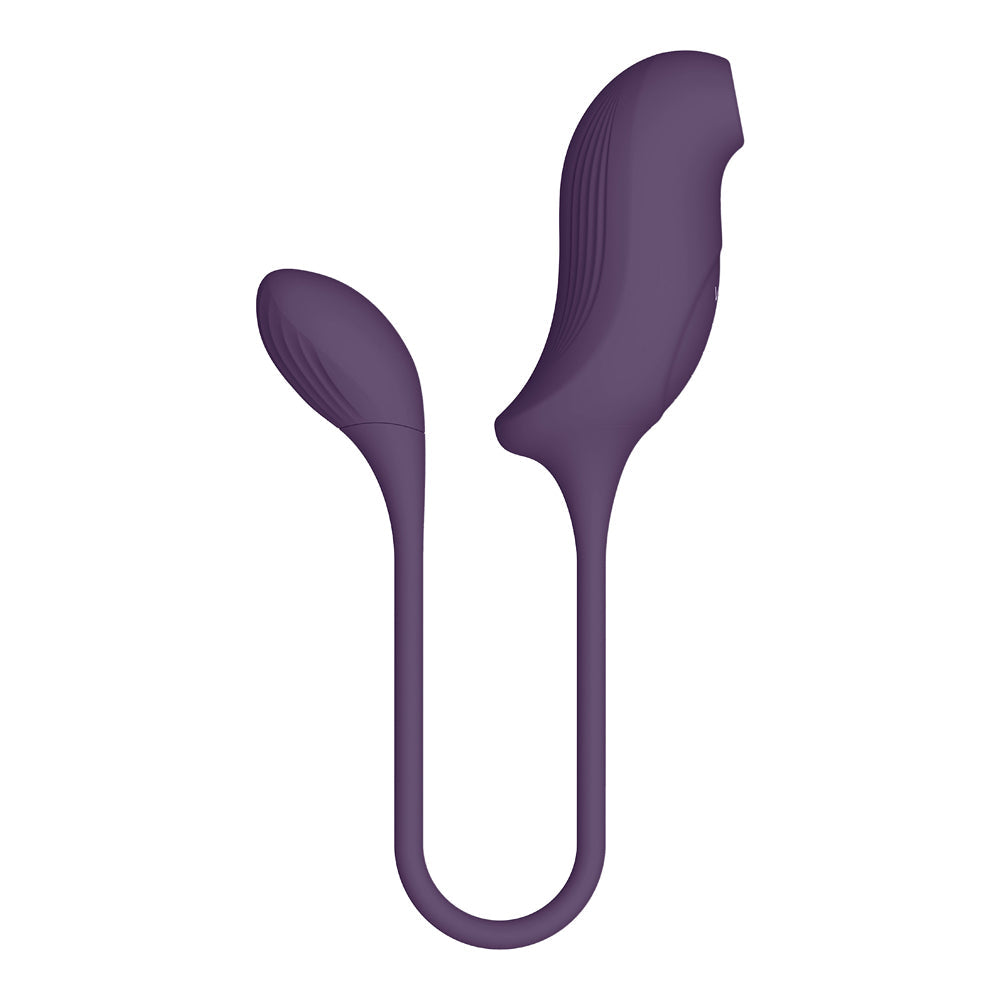 VIVE QUINO Rechargeable Air Wave & Vibrating Silicone Egg Vibrator Purple - Fantasies Boutique
