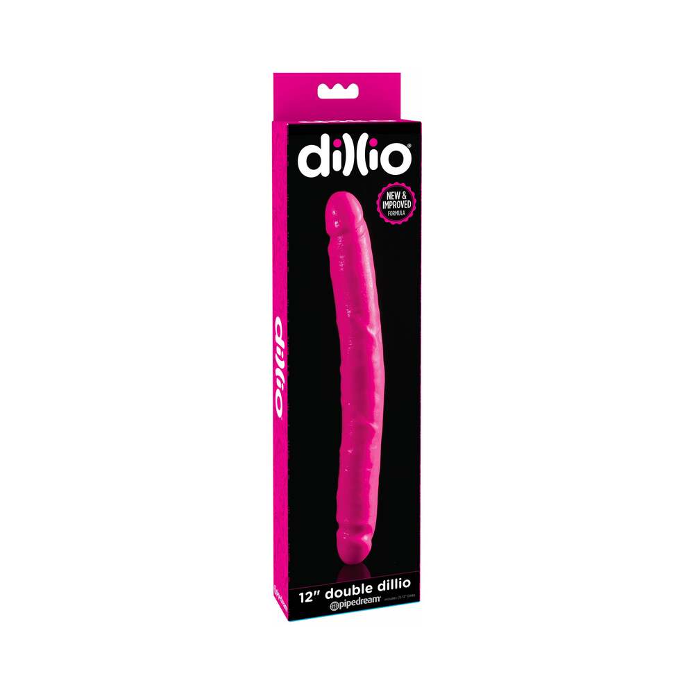 Pipedream Dillio 12 in. Double Dong Realistic Dual-Ended Dildo Pink - Fantasies Boutique