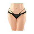 Fantasy Lingerie Posey Strappy Lace & Microfiber Crotchless Panty 6-Pack Queen Size Black - Fantasies Boutique