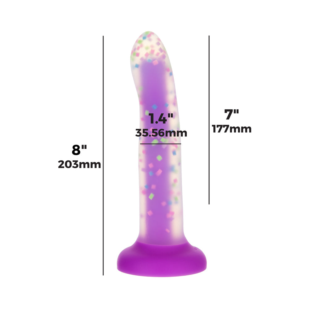Addiction Rave 8 in. Bendable Glow-in-the-Dark Silicone Dildo Purple Confetti - Fantasies Boutique