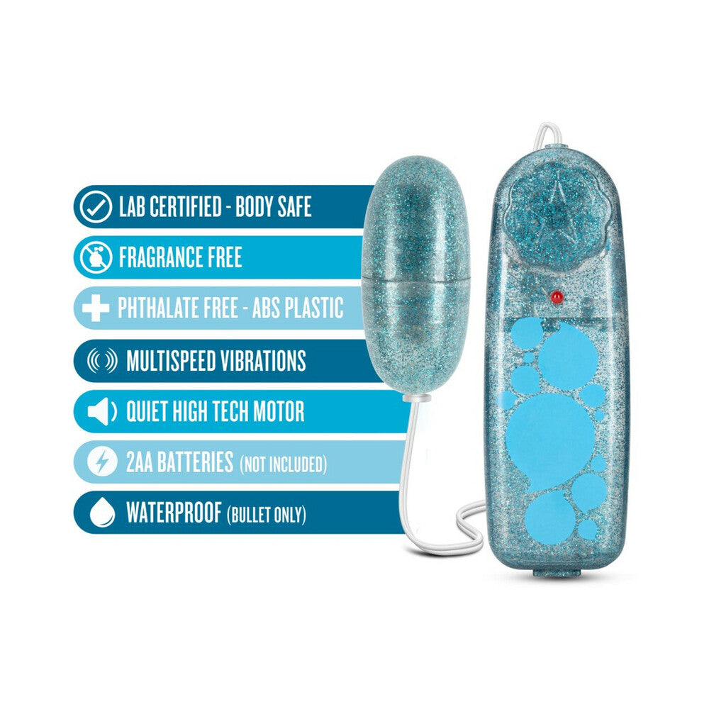 Blush B Yours Glitter Power Bullet Remote-Controlled Egg Vibrator Blue