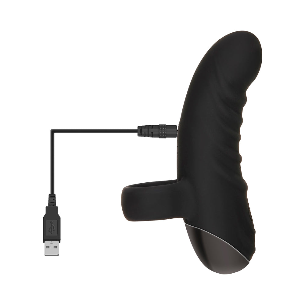Evolved Hooked On You Rechargeable Silicone Finger Vibrator Black - Fantasies Boutique