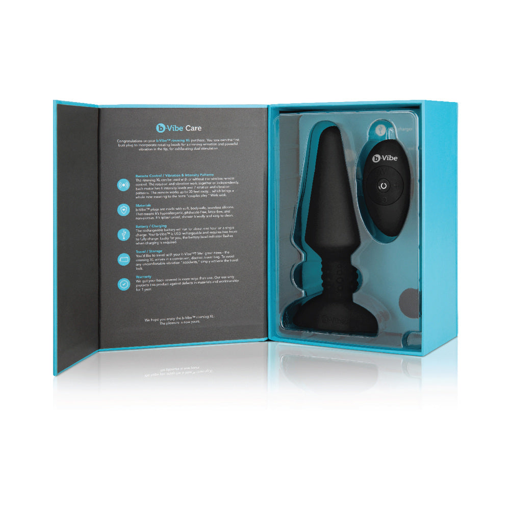 b-Vibe Rimming XL Rotating and Vibrating Remote Control Plug Black - Fantasies Boutique