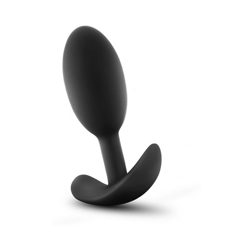 Blush Anal Adventures Platinum Silicone Weighted Vibra Slim Plug Medium Black - Fantasies Boutique