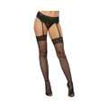 Dreamgirl Fishnet Thigh-High Stockings With Lace Top Black OS - Fantasies Boutique