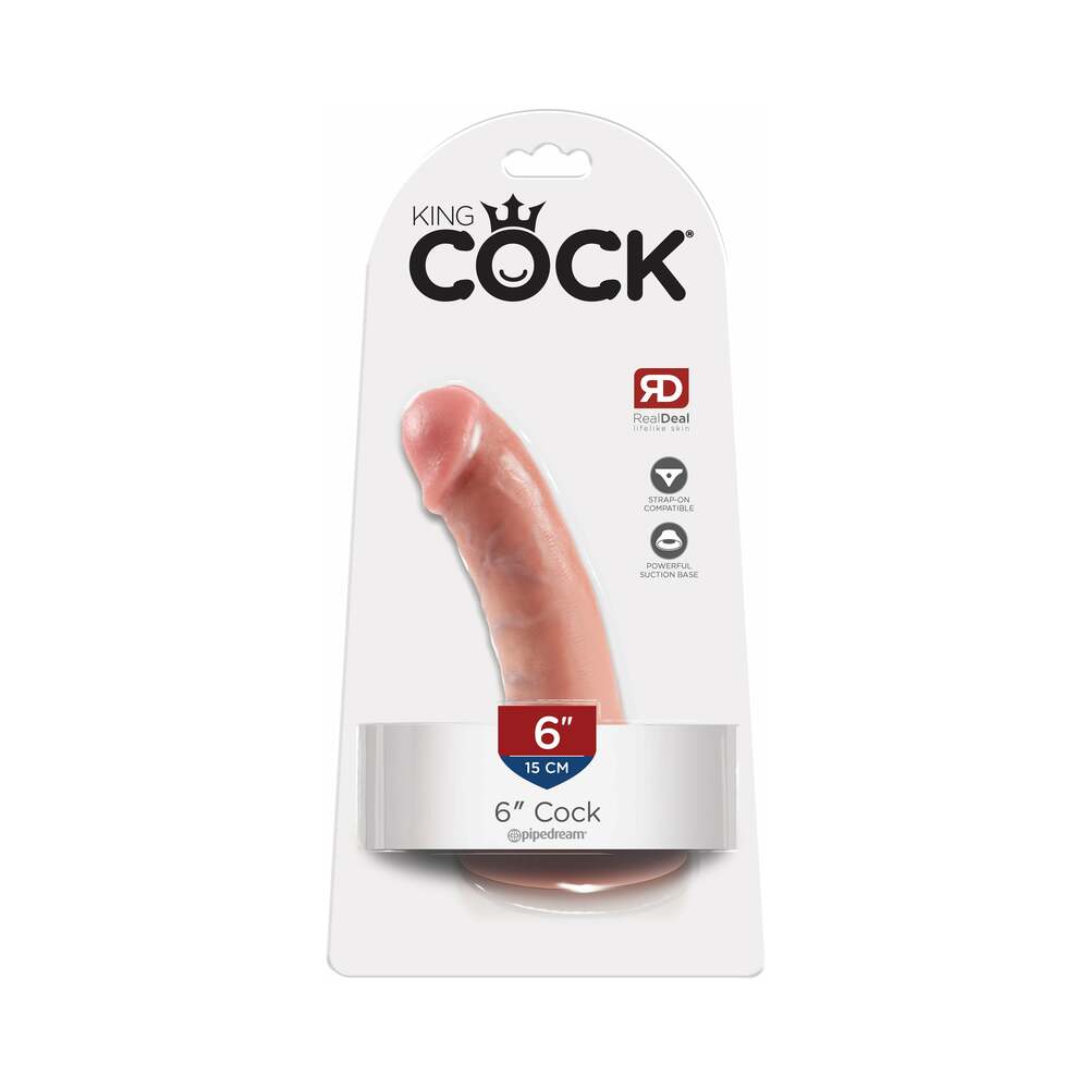 King Cock 6 in. Cock Realistic Dildo With Suction Cup Beige - Fantasies Boutique