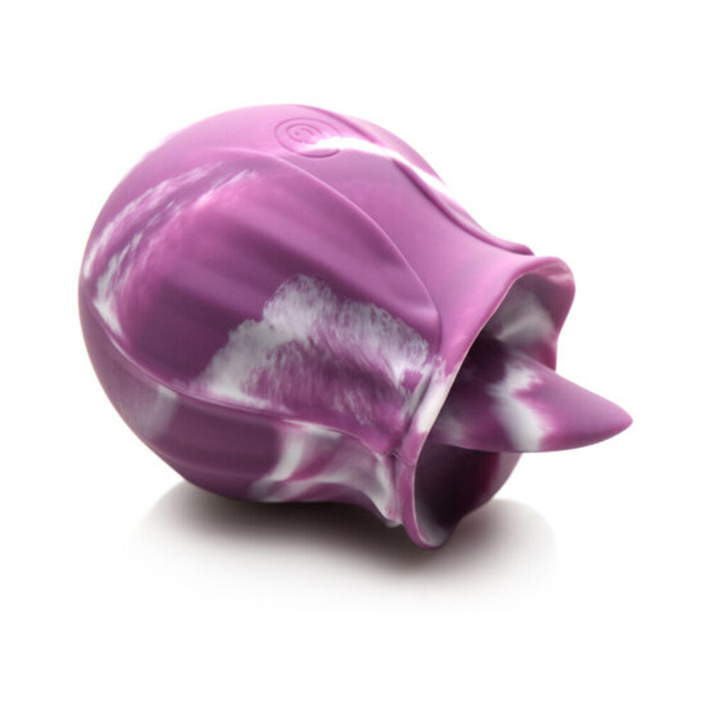 Curve Toys Gossip Cum Into Bloom Rechargeable Silicone Licking Rose Purple Twirl - Fantasies Boutique