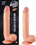 Maxx Men 11in. Real Skin Straight Dong With Balls & Suction Cup (Ivory) - Fantasies Boutique