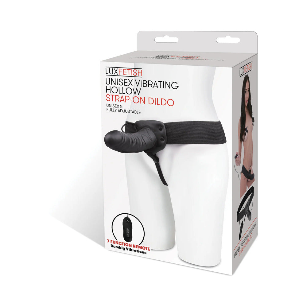 Lux Fetish Unisex Vibrating Hollow Strap-on Dildo Remote-Controlled - Fantasies Boutique