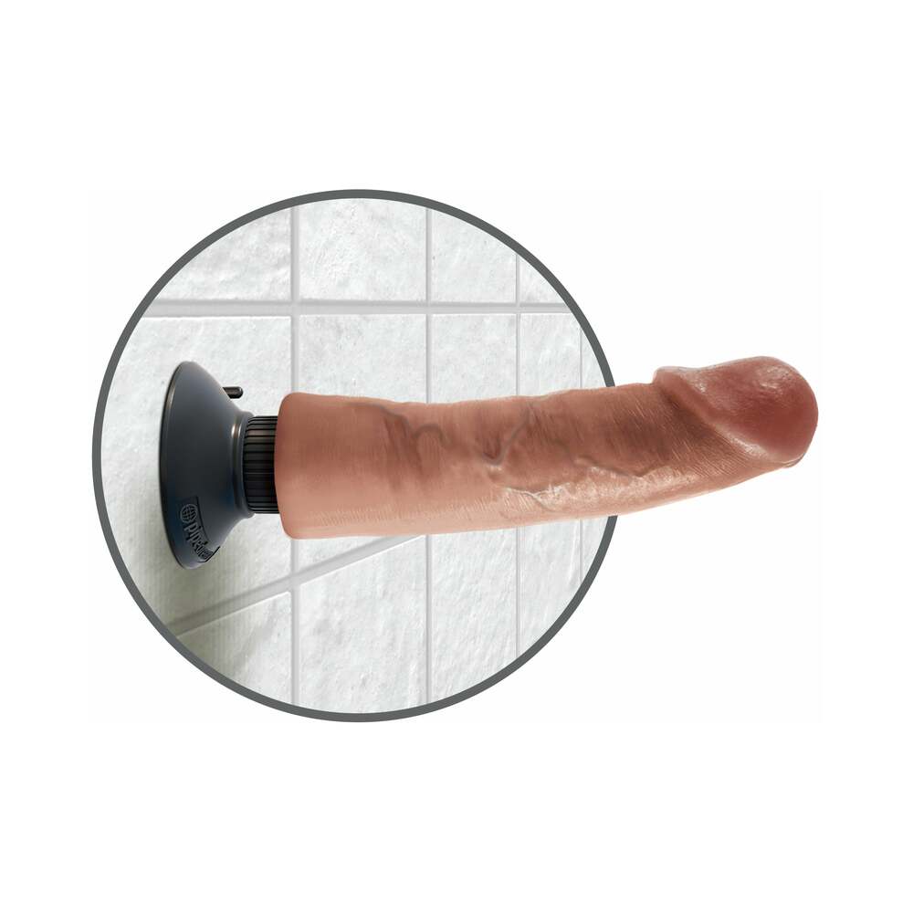 King Cock 9 in. Vibrating Cock Poseable Dildo With Suction Cup Tan - Fantasies Boutique