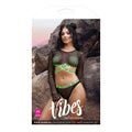 Fantasy Lingerie Vibes Fuck Ur Rules UV Reactive Longsleeve Fishnet Top, Panty, Pasties Black M/L - Fantasies Boutique