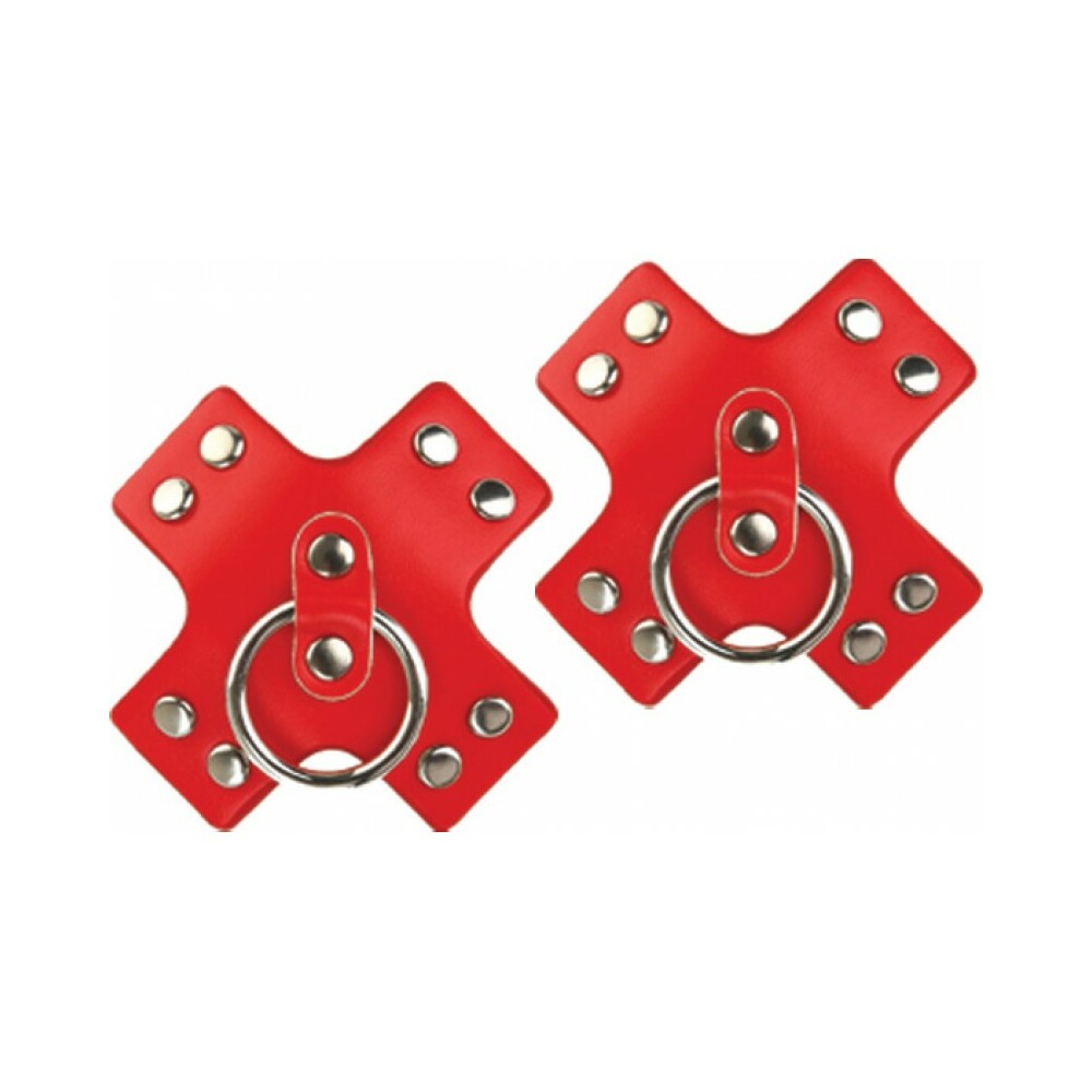 Nipplicious Seducer Leather Pasties With Ring Red - Fantasies Boutique