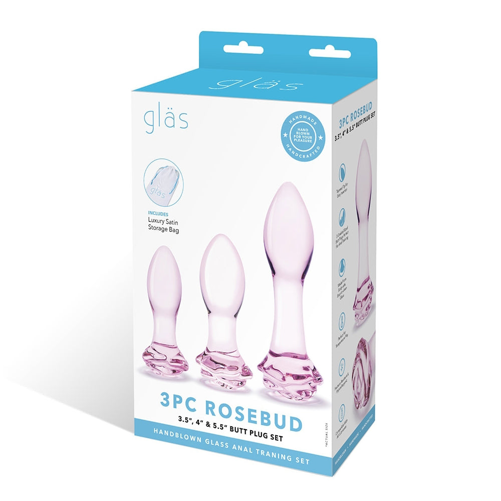 Glas Rosebud 3-Piece Glass Anal Plug Set - Fantasies Boutique