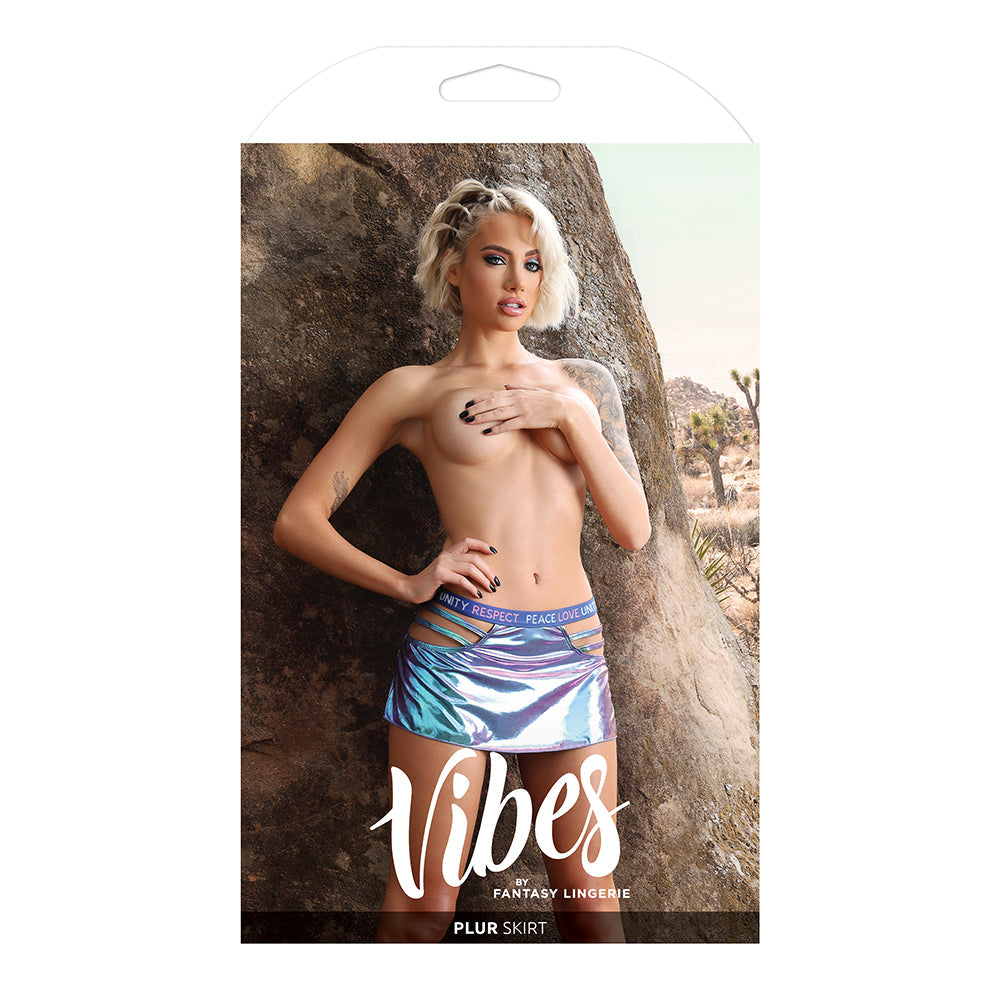Fantasy Lingerie Vibes Plur Holographic Cut Out Skirt Separate Aqua Holo M/L - Fantasies Boutique
