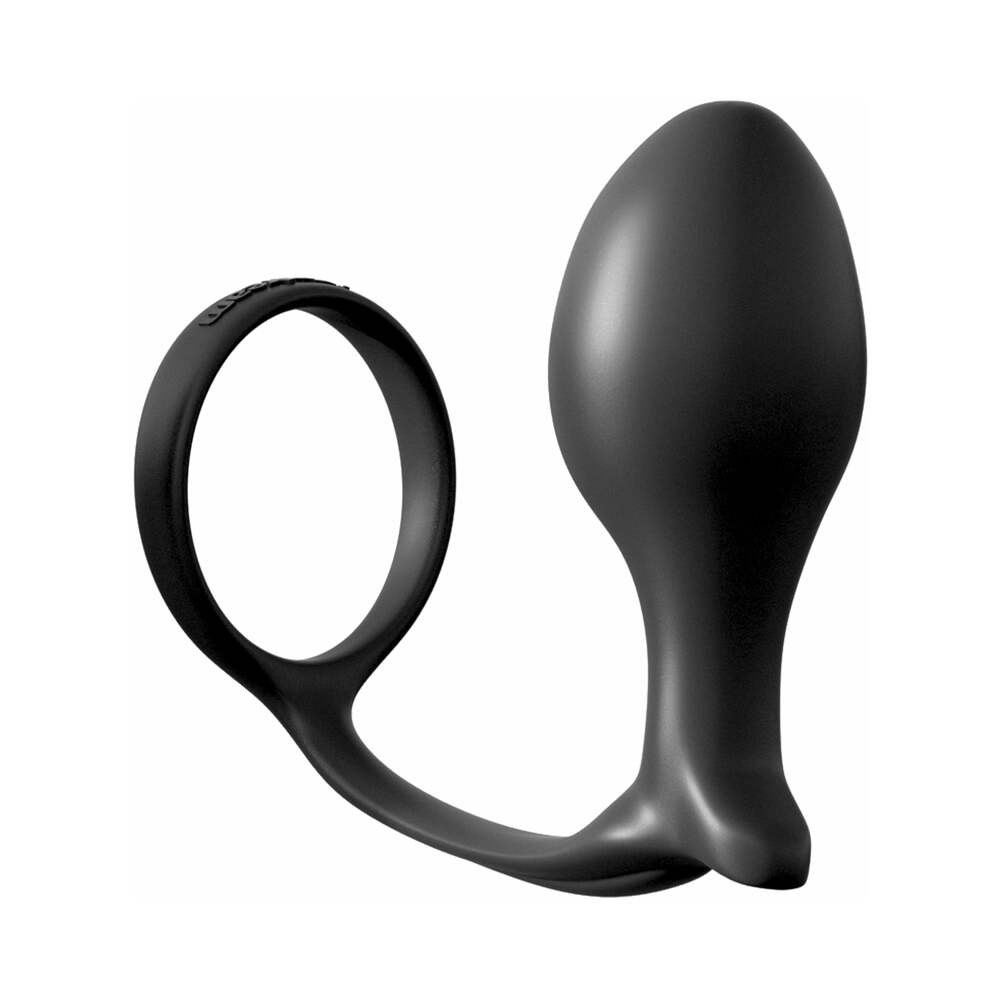 Pipedream Anal Fantasy Collection Silicone Ass-Gasm Cock Ring Advanced Plug Black - Fantasies Boutique