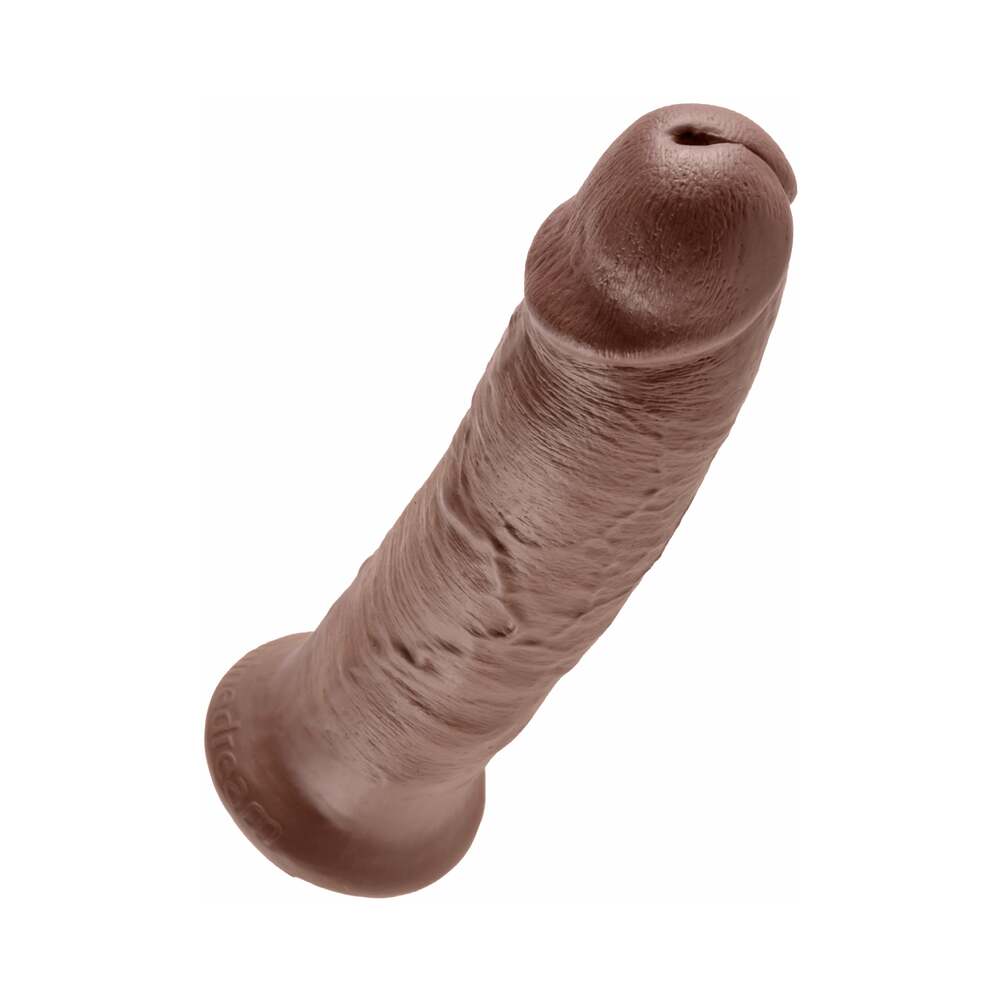 King Cock 10 in. Cock Realistic Dildo With Suction Cup Brown - Fantasies Boutique