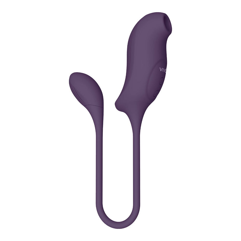 VIVE QUINO Rechargeable Air Wave & Vibrating Silicone Egg Vibrator Purple - Fantasies Boutique