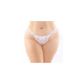 Fantasy Lingerie Flora Ruffled Lace Crotchless Pearl Thong Queen Size White - Fantasies Boutique