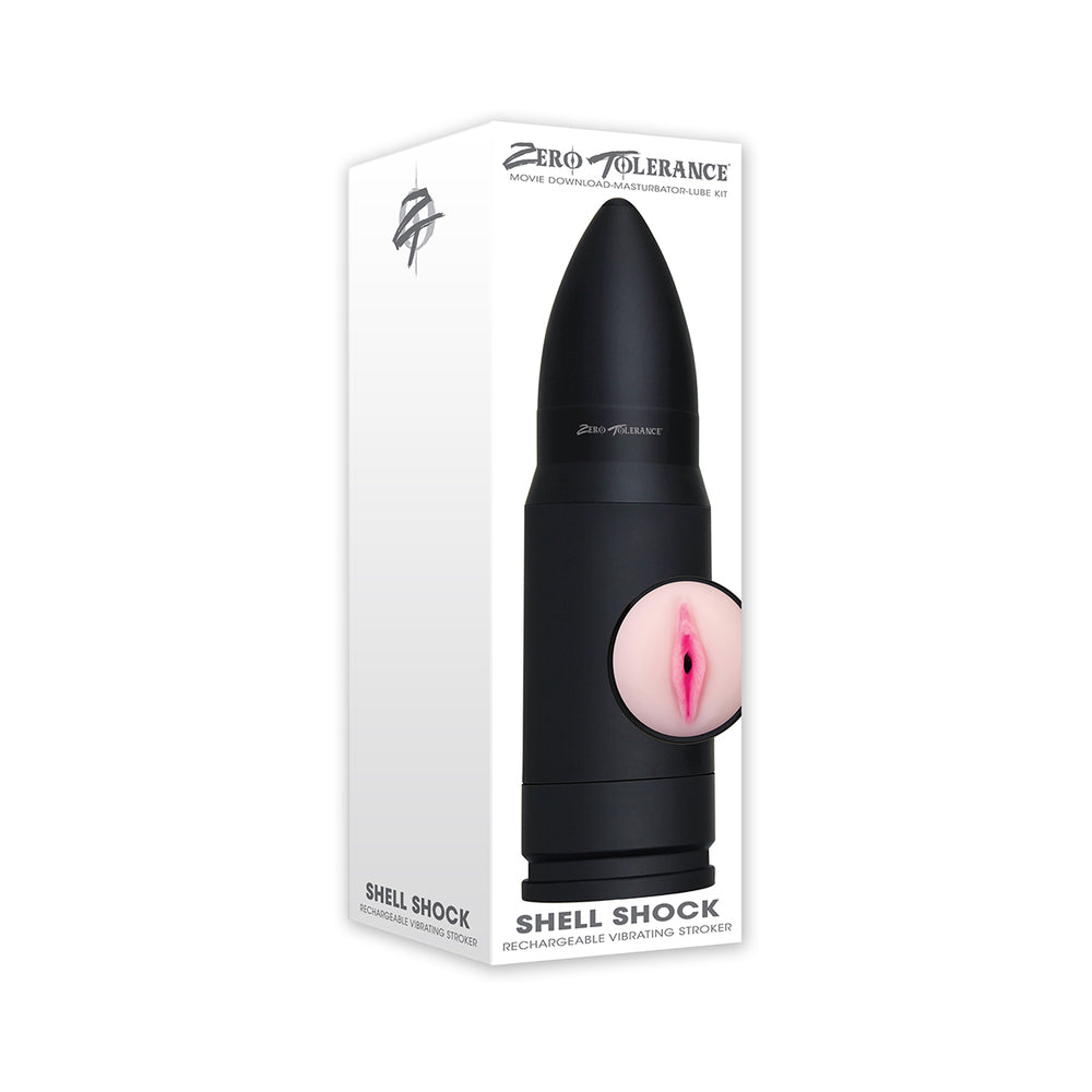 Zero Tolerance Shell Shock Rechargeable Bullet-Shaped Vibrating Vagina Stroker Black - Fantasies Boutique
