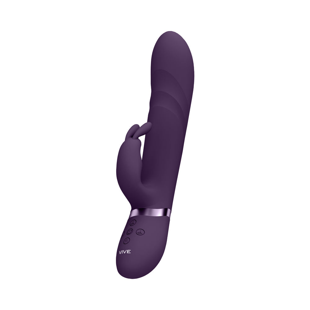 VIVE NARI Rechargeable Silicone G-Spot Rabbit Vibrator with Rotating Beads Purple - Fantasies Boutique