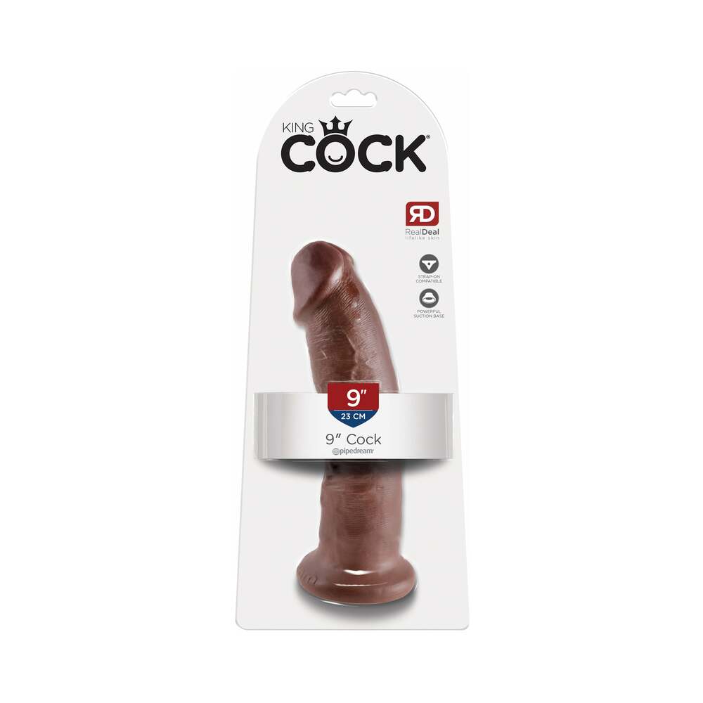 King Cock 9 in. Cock Realistic Dildo With Suction Cup Brown - Fantasies Boutique