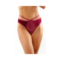Kalina Velvet Strappy Cut-Out Thong With Keyhole Back Magenta S/M - Fantasies Boutique