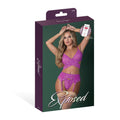 Magic Silk Butterfly Fantasies Bra, Garter & Thong Set Neon Purple L/XL