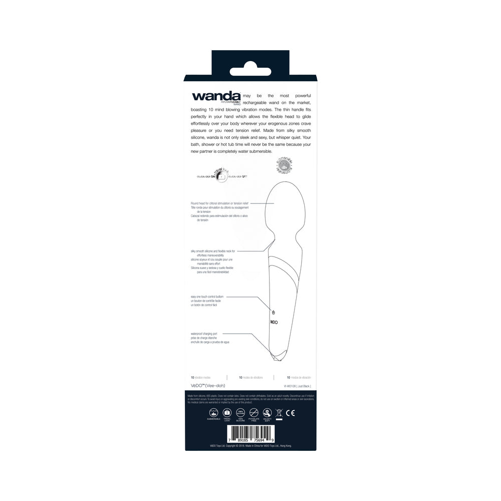 VeDO Wanda Rechargeable Wand Vibe - Just Black - Fantasies Boutique