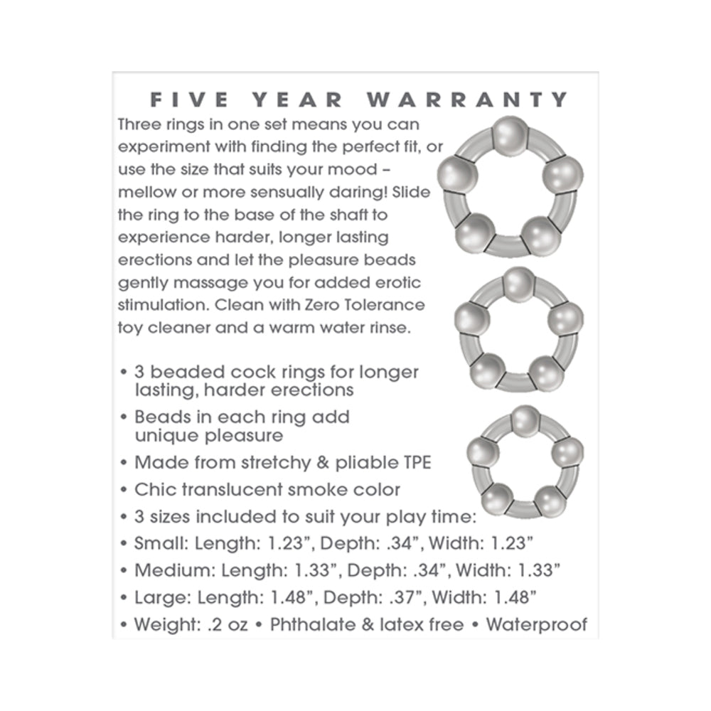 Zero Tolerance Three Amigos 3-Piece Cockring Set Clear - Fantasies Boutique