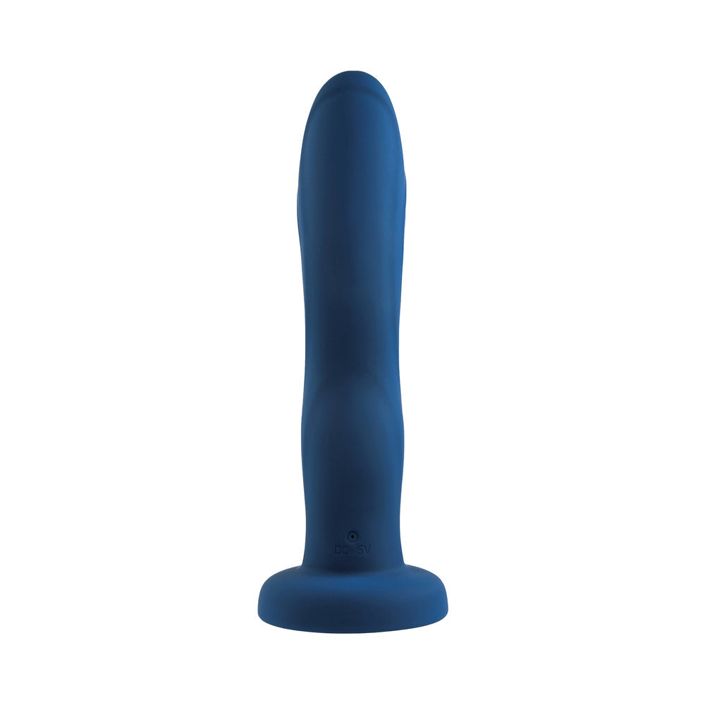 Gender X Snuggle Up Vibrating 7 in. Dildo and Lingerie-Style Strap-On Harness Set Blue/Black