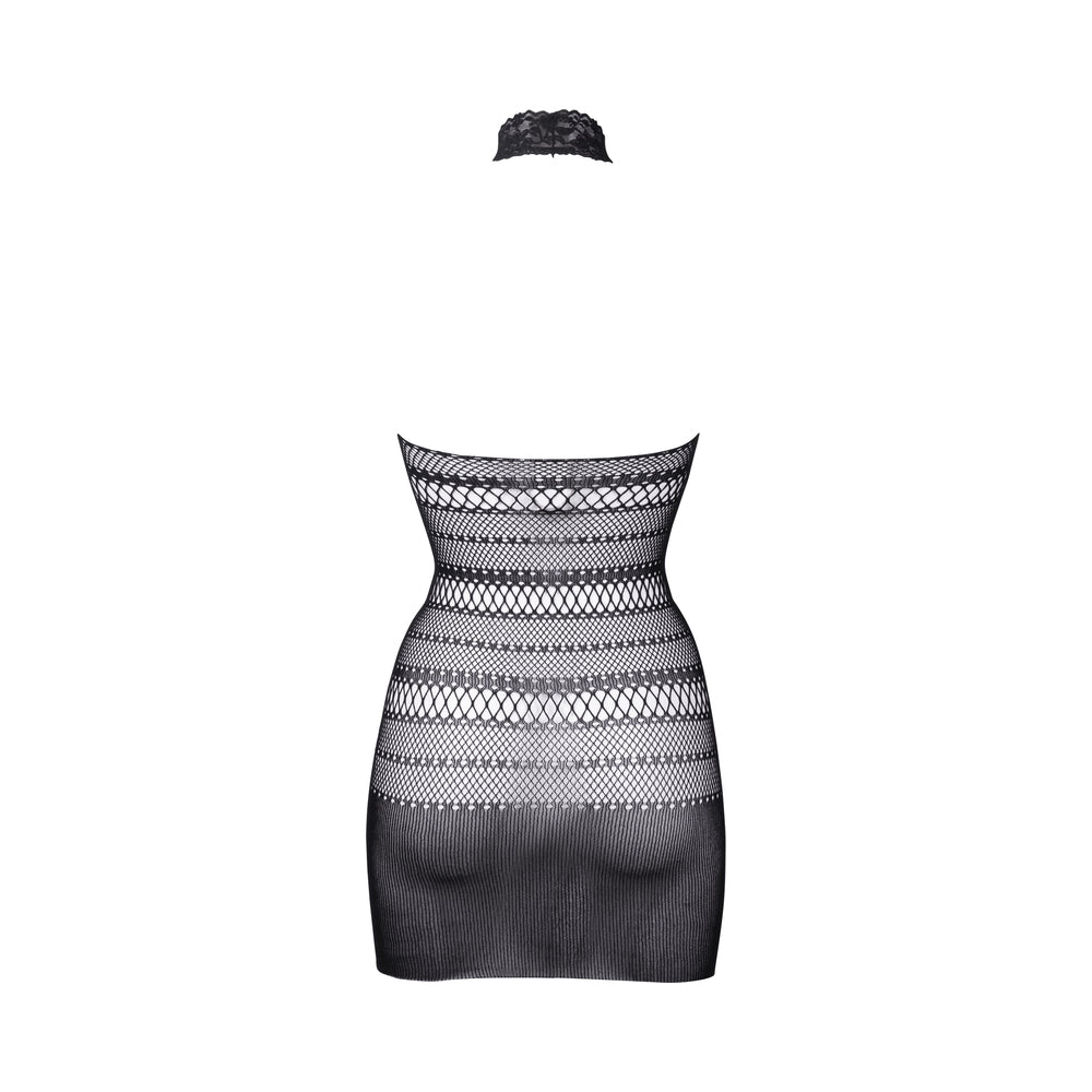 Le Desir High Lace Neck Net Mini Dress Black O/S - Fantasies Boutique