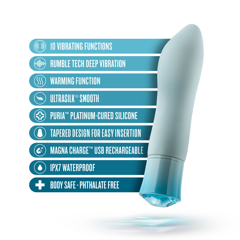 Blush Oh My Gem Ardor Rechargeable Warming Silicone Tapered Vibrator Aquamarine - Fantasies Boutique