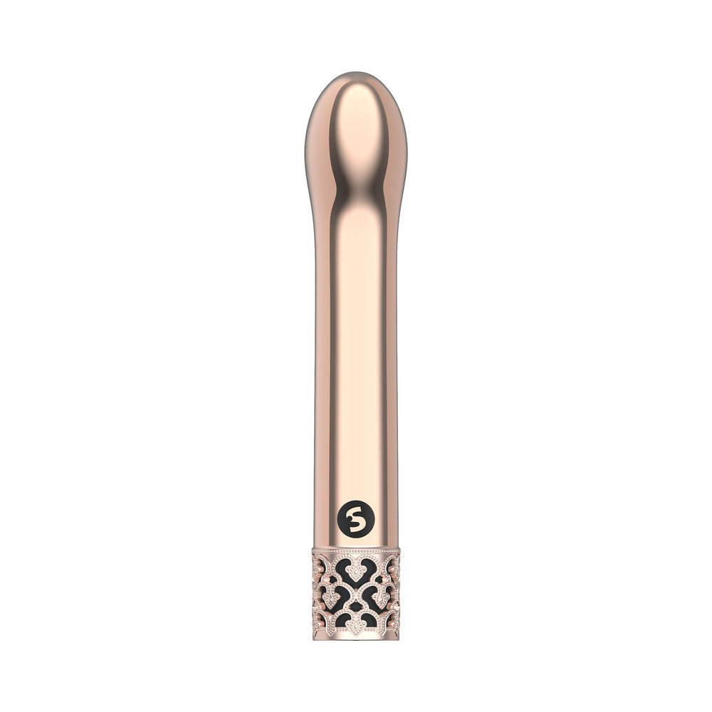 Shots Royal Gems Jewel Rechargeable Curved ABS Bullet Vibrator Rose Gold - Fantasies Boutique