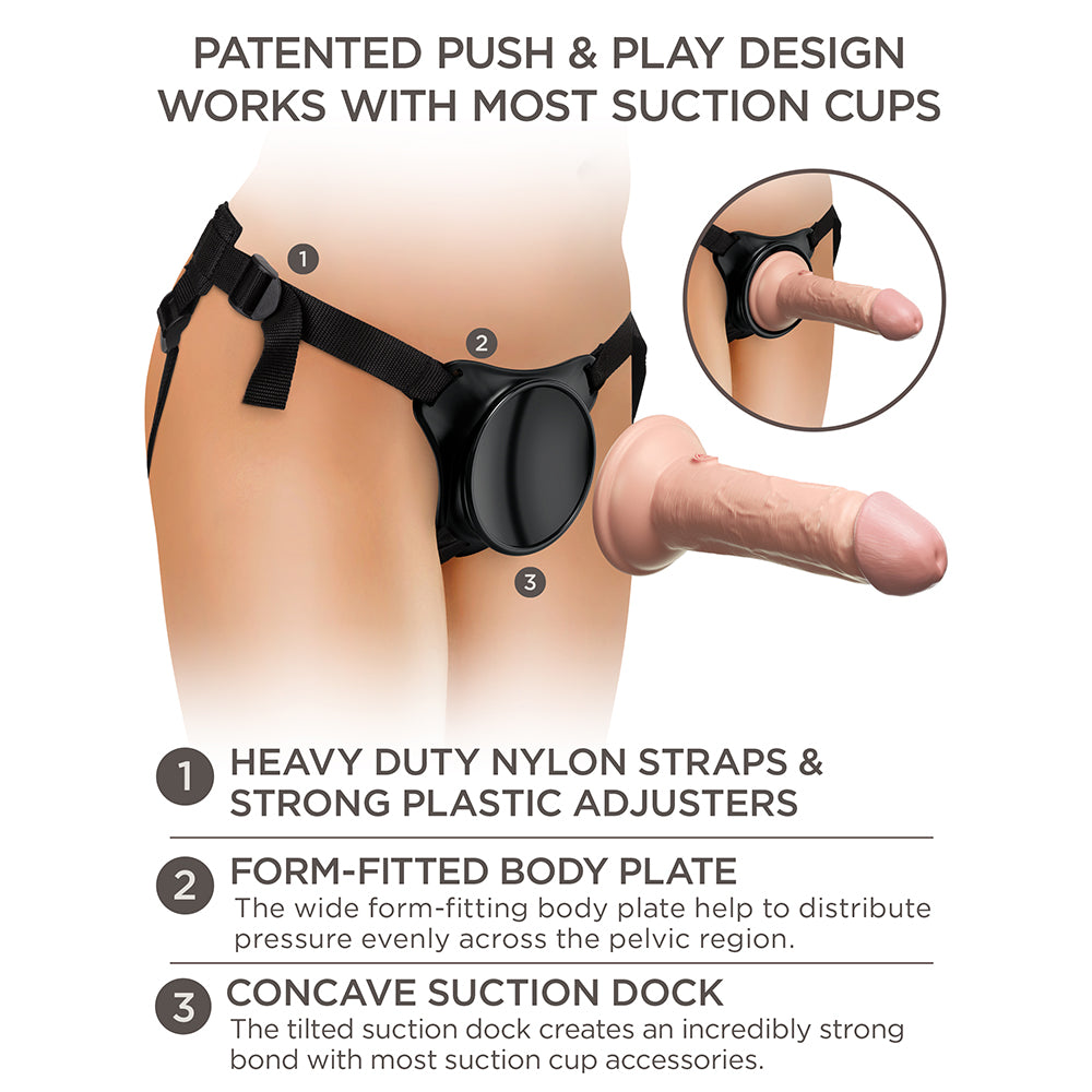 King Cock Elite Beginner's Silicone Body Dock Kit With Dildo Beige/Black - Fantasies Boutique
