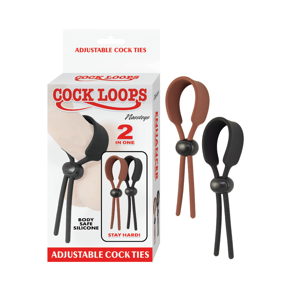 Cock Loops Adjustable Cock Ties Brown & Black - Fantasies Boutique